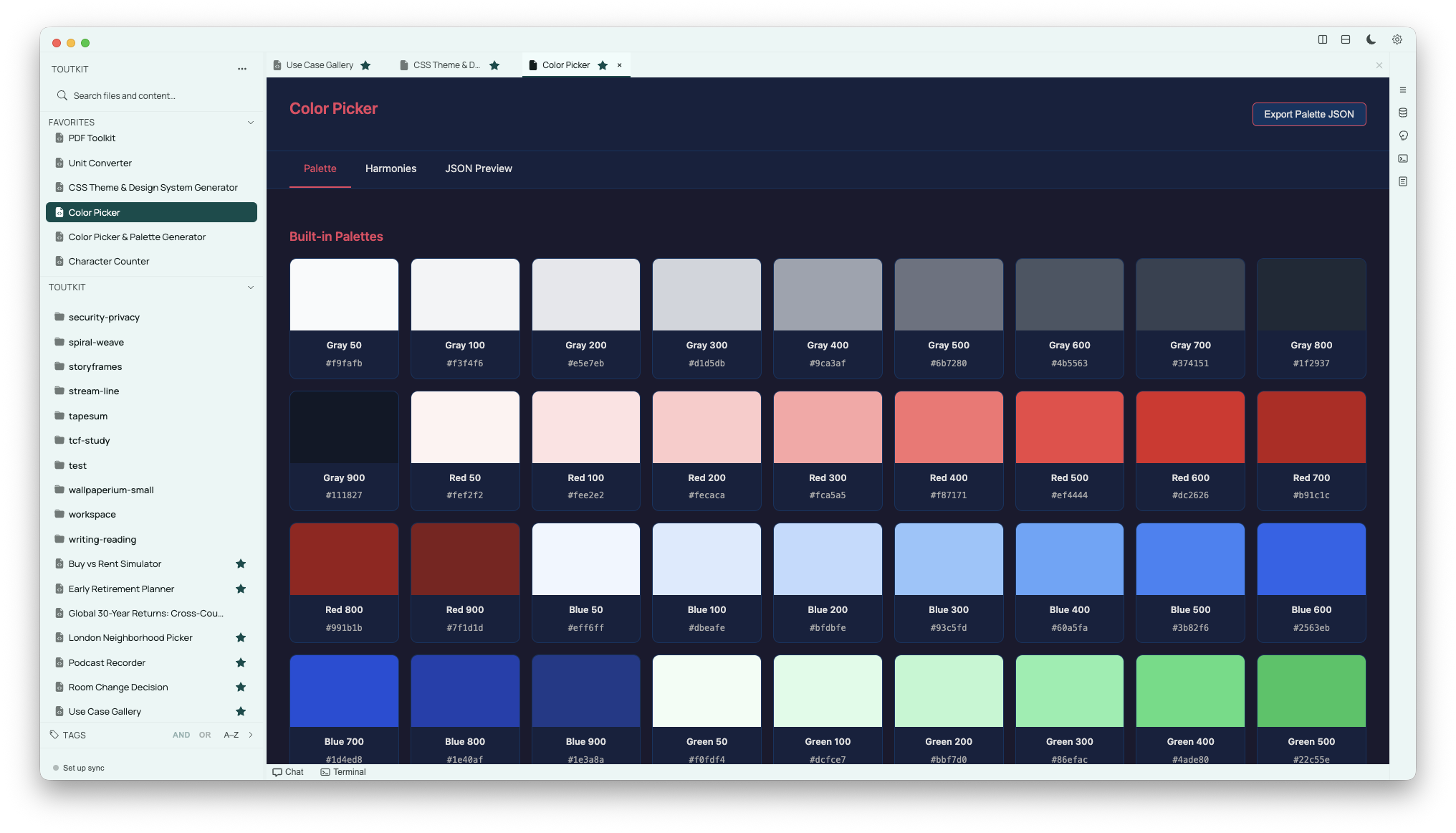 Lightweight color picker and palette explorer